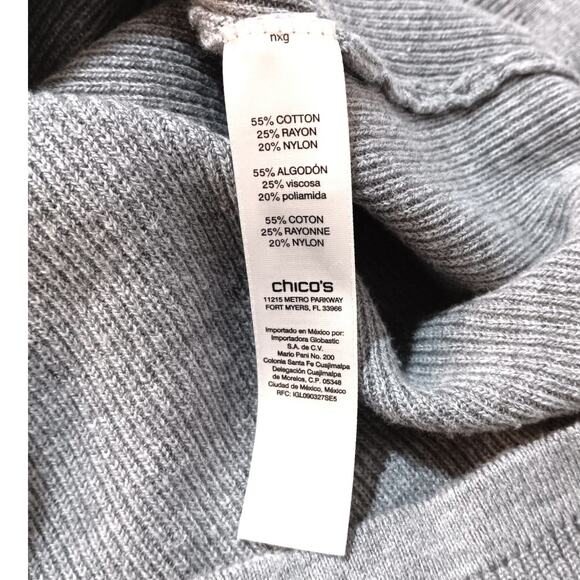 CHICO'S 2 Cowl Neck Sweater LG/12 Very Soft Gray Casual Work Office Career - Picture 6 of 8